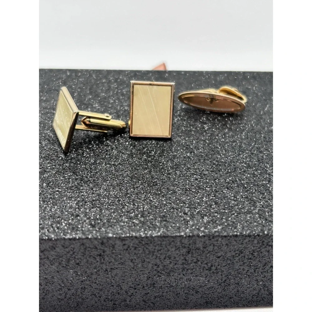 Vintage Swank Gold Tone Cufflinks Mother‎ of Pearl Inlay Mens Formal Wedding